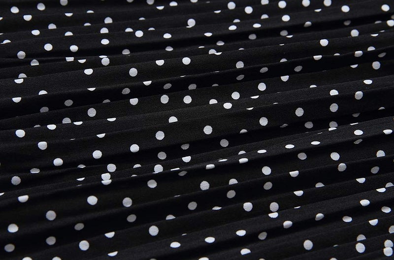 Exlura Womens High Waist Polka Dot Pleated Skirt Midi Swing Skirt with Pockets Black X-Large - Image 4
